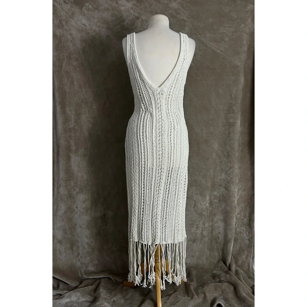 Jonathan Simkhai Ivory Kamilah Crochet Fringe Tank Midi Dress Small NWOT - Picture 10 of 13